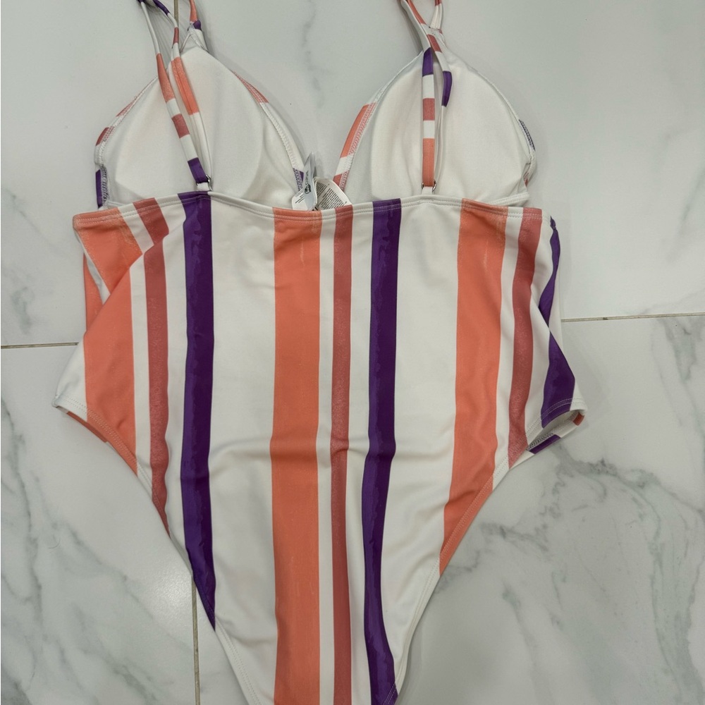 Cupshe Pink and Purple Striped Women's One Piece Swimsuit - Picture 4 of 4